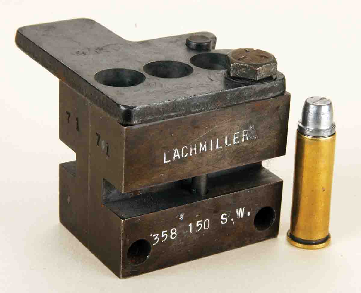 This Lachmiller triple cavity .38/.357 mould was purchased by Mike in 1971 and was his first Super Mould.